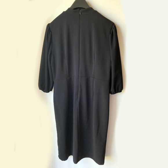 NY&C Black Sheath High Neck Dress with Gold buttons and 3/4 length sleeves XL - Picture 3 of 9